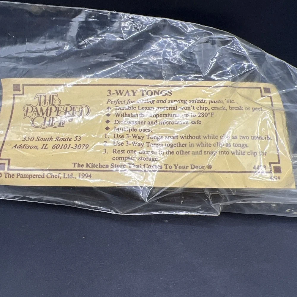 New Vintage 1994 Pampered Chef Acrylic 3-way Tongs For Serving Retired 4473 USA